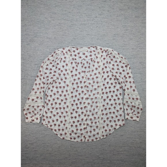 LOFT Blouse Womens XL Floral Button Down Boho Top Peasant Cottagecore‎ Garden - Picture 1 of 8